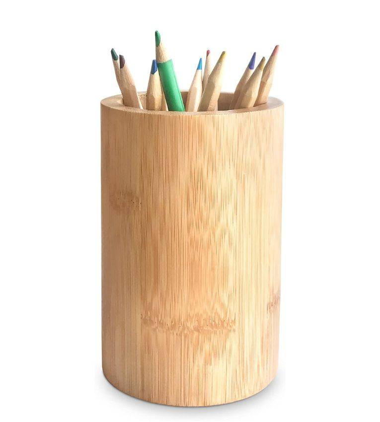 Porte-Stylo en Bois Naturel, Organisateur Bureau Écologique et Élégant